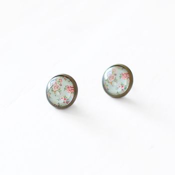 Mint And Pink Rose Earrings, 4 of 7