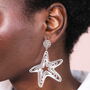 Stainless Steel Starfish Drop Earrings In Silver Plating, thumbnail 1 of 4