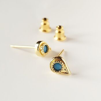 Turquoise Boho Paisley Stud Earrings, 2 of 3
