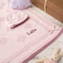 Girls Spot And Bow Pale Pink Baby Blanket And Hat Set, thumbnail 1 of 11