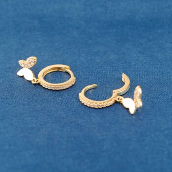 Gold Butterfly Hoop Earrings, 4 of 7