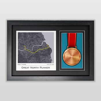 Personalised Great North Run Medal And Map Display Frame – Great North Runner Gift, 4 of 9