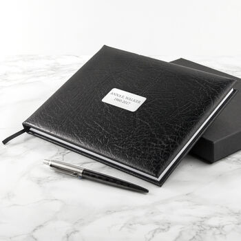 Personalised Black Leather Memoriam Book, 12 of 12