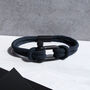 Personalised Men's Shackle And Navy Rope Bracelet, thumbnail 3 of 6