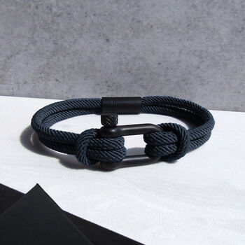 Personalised Men's Shackle And Navy Rope Bracelet, 3 of 6