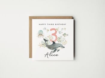 Personalised 2nd Birthday Dolphin Card *Age Options, 3 of 5