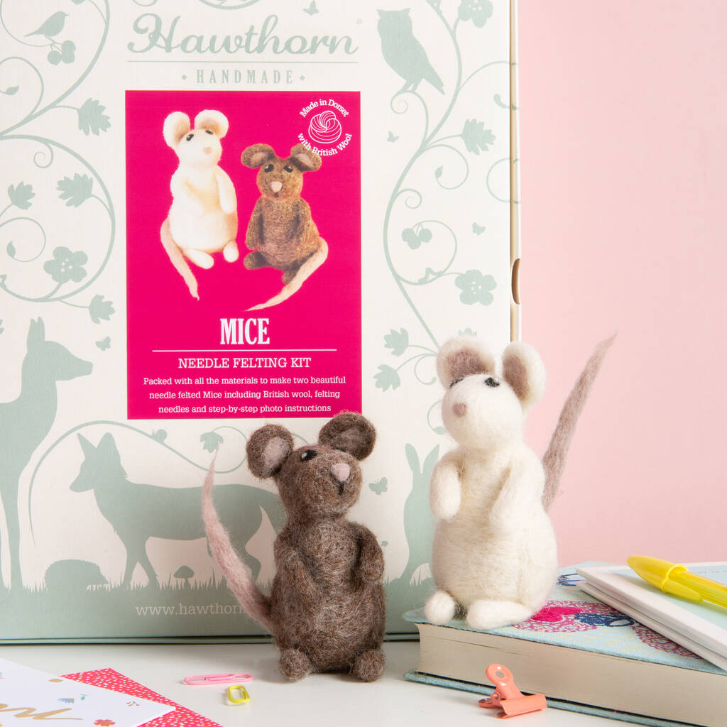 Mice Needle Felting Craft Kit By Hawthorn Handmade
