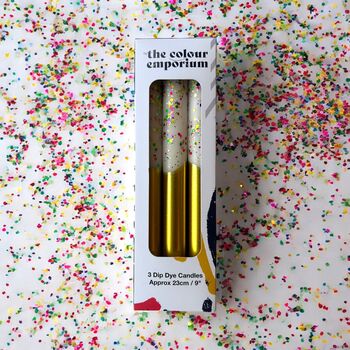 White, Gold And Colourful Glitter Christmas Candles 'Funfetti', 5 of 5