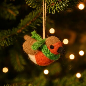 Handmade Felt Robbie The Robin Christmas Decoration, 4 of 5