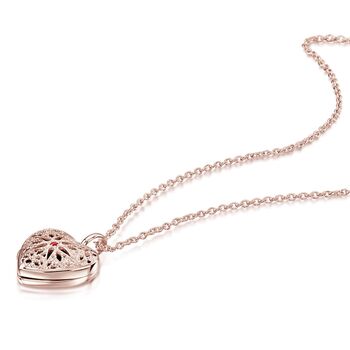 Filigree Heart Locket With Photos 18 K Rose Gold Plate, 4 of 10