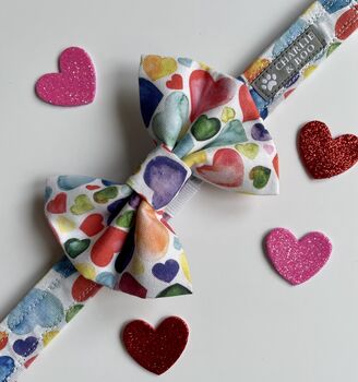 Multi Coloured Valentines Heart Dog Bow Tie, 2 of 2