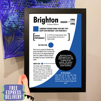 Personalised Season Print Gift For Brighton Fans, 4 of 6