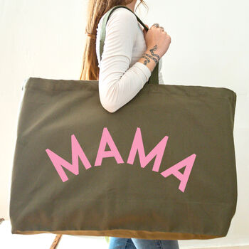 Mama Oversized Tote Bag Olive Green, 2 of 7