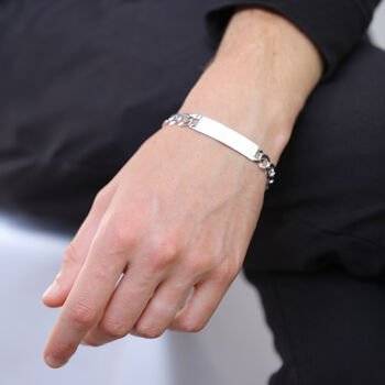 Personalised Sterling Silver Curb Identity Bracelet, 4 of 9