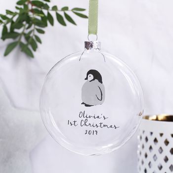 Personalised First Christmas Baby Penguin Bauble, 8 of 8