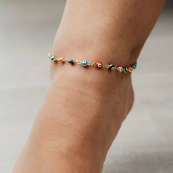 Multicolour Evil Eye Protection Indian Anklet, 3 of 3