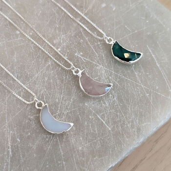 Sterling Silver Faceted Gemstone Moon Necklace, 5 of 11