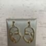 Gold Abstract Women's Face Earrings, thumbnail 2 of 4