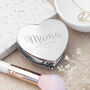 Personalised Silver Plated Heart Compact Mirror, thumbnail 1 of 8