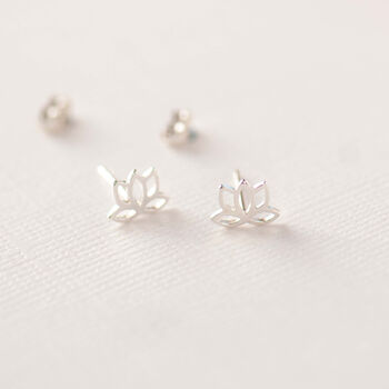 Personalised Strength And Love Stud Earring Lotus Flower Jewellery Gift, 3 of 6