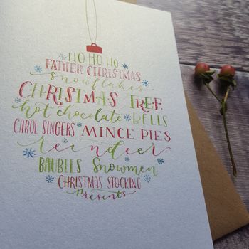 Hand Lettered Christmas Bauble Card, 4 of 5
