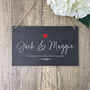 Personalised Couples Names Slate Hanging Sign 25 X 15cm, thumbnail 1 of 5