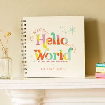 Colourful 'Hello World' Bump To Birth Custom Journal, 2 of 11