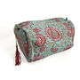 Pink And Blue Floral Block Print Cotton Washbag, Make Up Bag, With Waterproof Lining Set Of Three, thumbnail 4 of 6