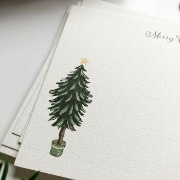 Christmas Tree Hand Illustrated Flat Notecards, 3 of 5