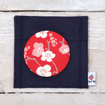Red Cherry Blossom Fabric Handbag Or Pocket Mirror, 3 of 4