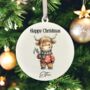 Personalised Cute Christmas Highland Cow Hanging Bauble Decoration, thumbnail 6 of 8