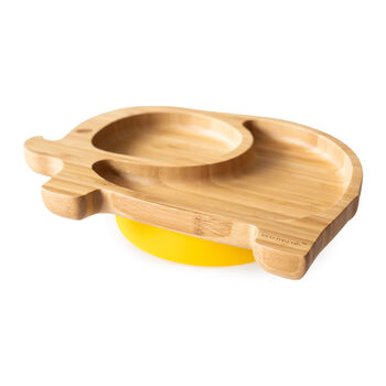 Bamboo Elephant Plate With Suction Yellow, 4 of 4
