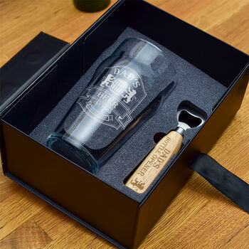 Gift Boxed Beer Label Pint Glass And Bottle Opener Set, 3 of 4