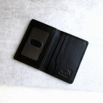 Personalised Rfid Black Leather Travel Pass And Credit Card Holder, 2 of 5