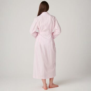 Women's 'Shell Pink' Cotton Satin Stripe Robe, 4 of 5