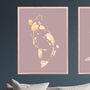 Gold Pink Koi Fish Original Artwork Wall Art Print, thumbnail 4 of 5