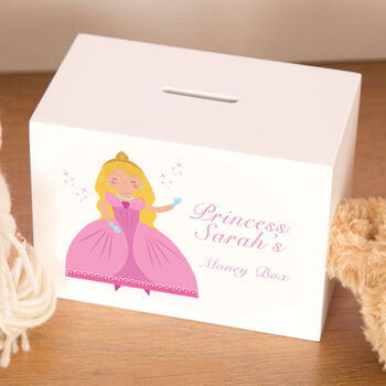 Personalised Princess Wooden Money Box, 2 of 4