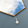 Stone Set White Freshwater Pearl Pendant On Sterling Silver Chain, thumbnail 2 of 6