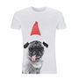 Mens Christmas Pug Organic Tshirt / Vegan Tshirt, thumbnail 1 of 2