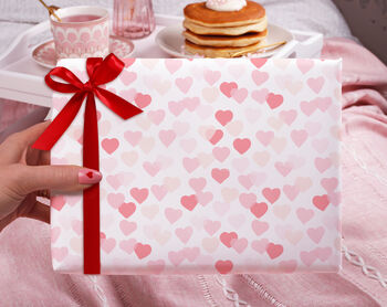 Three Sheets Of Cute Pastel Pink Heart Wrapping Paper, 2 of 2