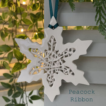 Tangled Snowflake Ceramic Hanging Decoration, 6 of 6