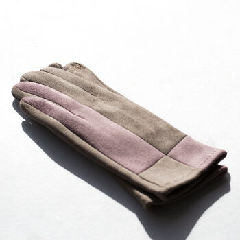 Harlequin Colourblock Suede Touch Screen Gloves, 5 of 12