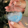 Personalised Pink Or Blue Feather Glass Bauble – Christmas Tree Decorations, thumbnail 7 of 10