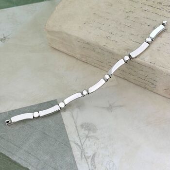 Chunky Sterling Silver Dot And Dash Link Bracelet, 3 of 5