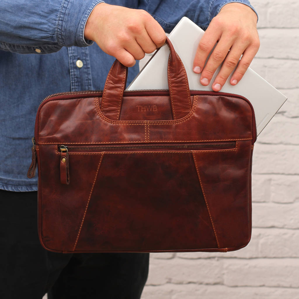 Personalised 13'' Leather Laptop Bag For Mac Book By Hurleyburley man ...