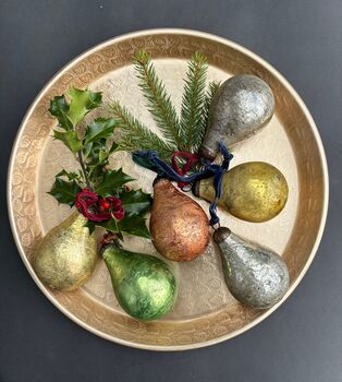 Glass Antique Pear Bauble Decorations | Choice Of Four Colours, 3 of 4