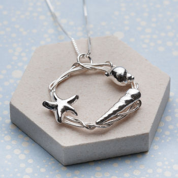 Sterling Silver Shell And Starfish Necklace, 2 of 5