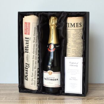 Double Newspaper And Taittinger Champagne Gift Set, 3 of 3