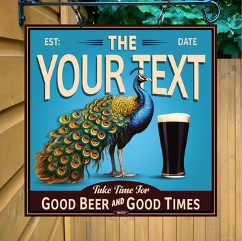 The Peacock Inn, Personalised Bar Sign, 4 of 12
