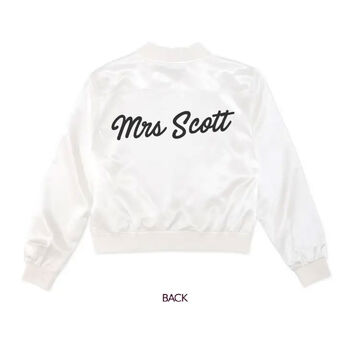 Mrs Bride To Be Gift Personalised Satin Jacket, 2 of 3